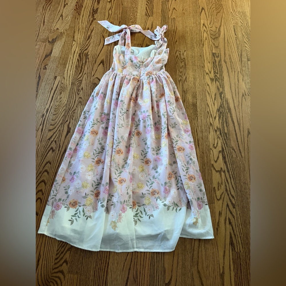 Dua Tied Shoulder Maxi Dress Floral Peach - Picture 8 of 8